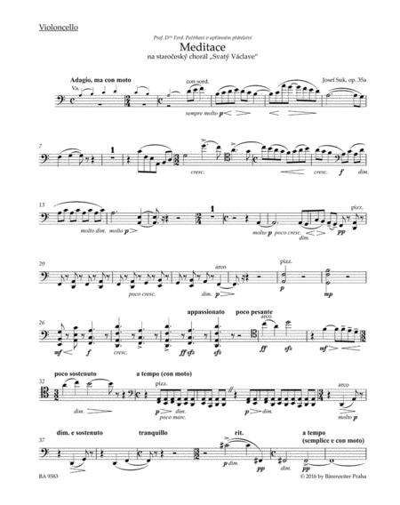 Meditation on the Old Czech Hymn "St Wenceslas" for String Quartet op. 35a