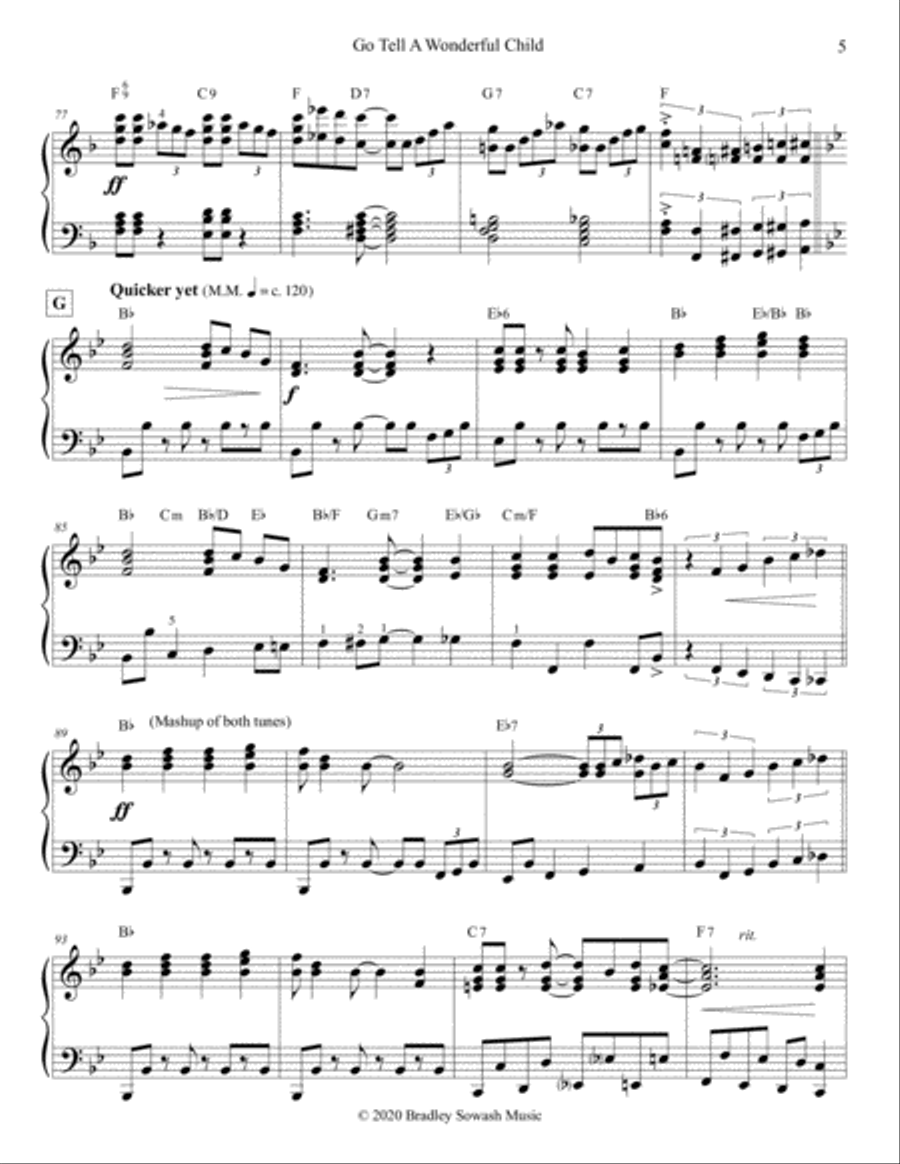 Go Tell A Wonderful Child - solo piano Piano Solo scores gallery preview page 6