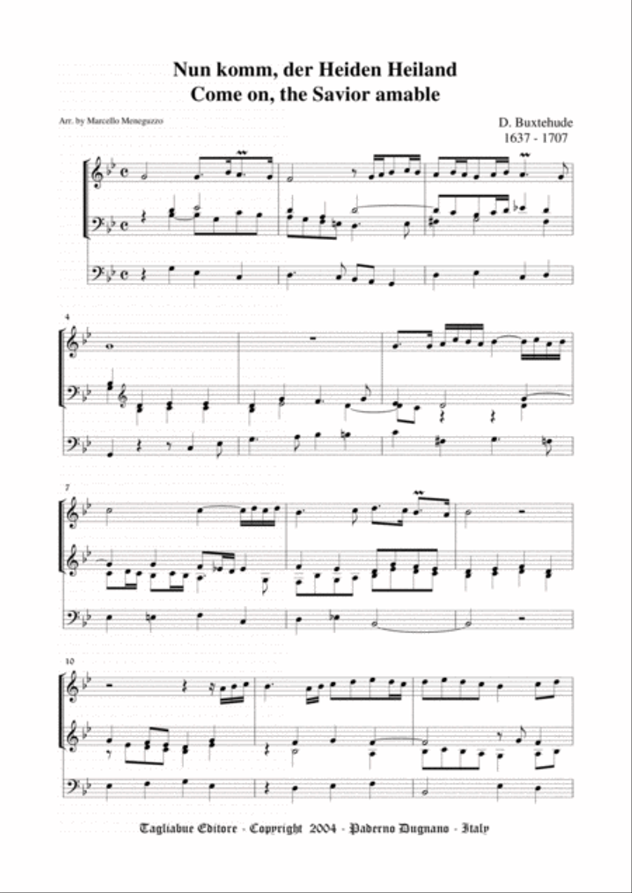 BUXTEHUDE - NUM KOMM, DER HEIDEN HEILAND - For Organ 3 staff - BuxWV 211 Organ Solo scores gallery preview page 1