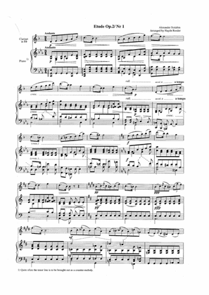 Scriabin's Etude Op. 2 Nr 1 for clarinet
