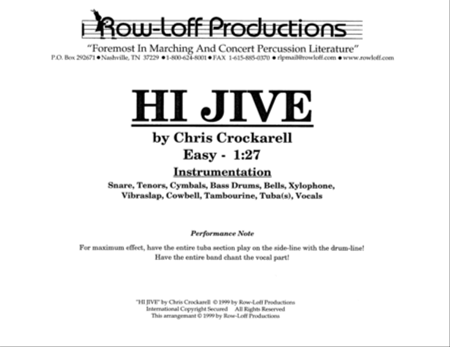 Hi Jive w/Tutor Tracks Percussion Ensemble scores gallery preview page 2