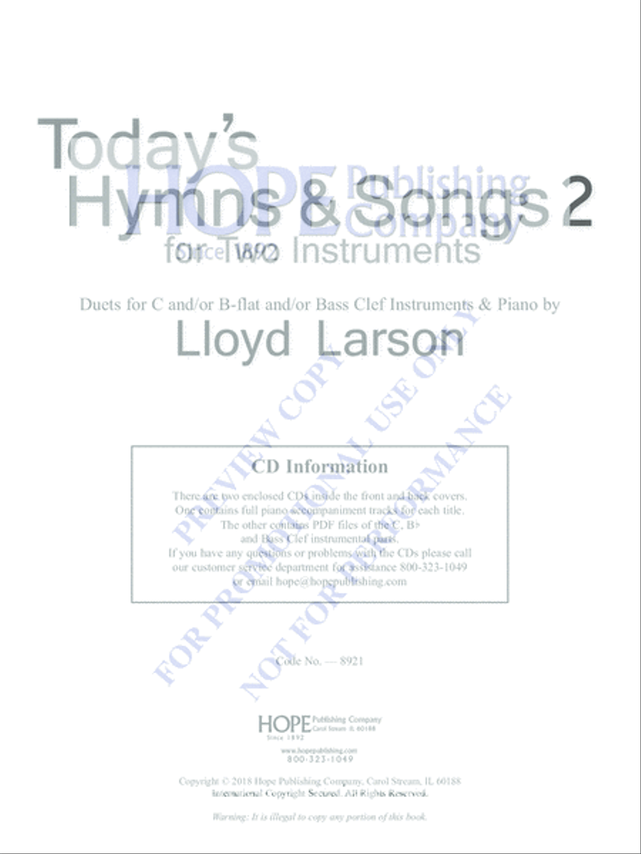 Today's Hymns and Songs 2 Instruments, Vol. 2 Book and CD Piano Accompaniment scores gallery preview page 3
