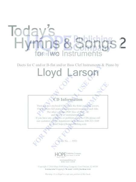 Today's Hymns and Songs 2 Instruments, Vol. 2