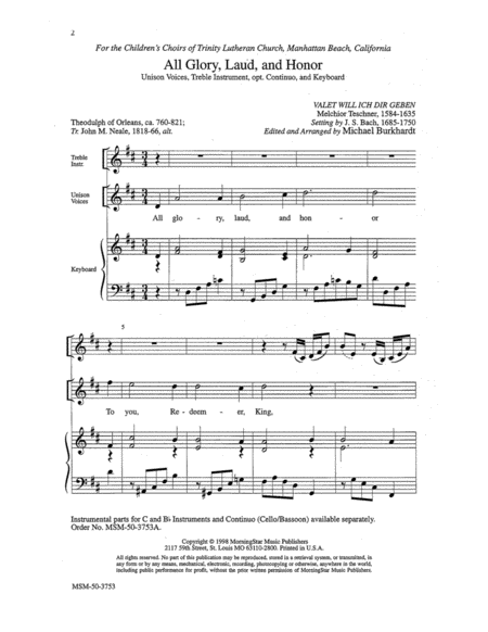 All Glory, Laud, and Honor (Choral Score) image number null