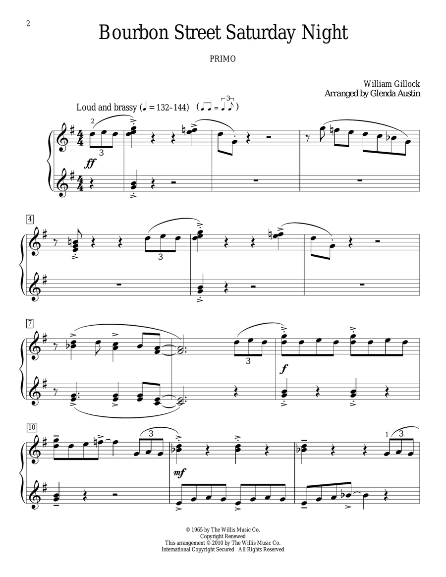 Bourbon Street Saturday Night Piano Duet scores gallery preview page 2