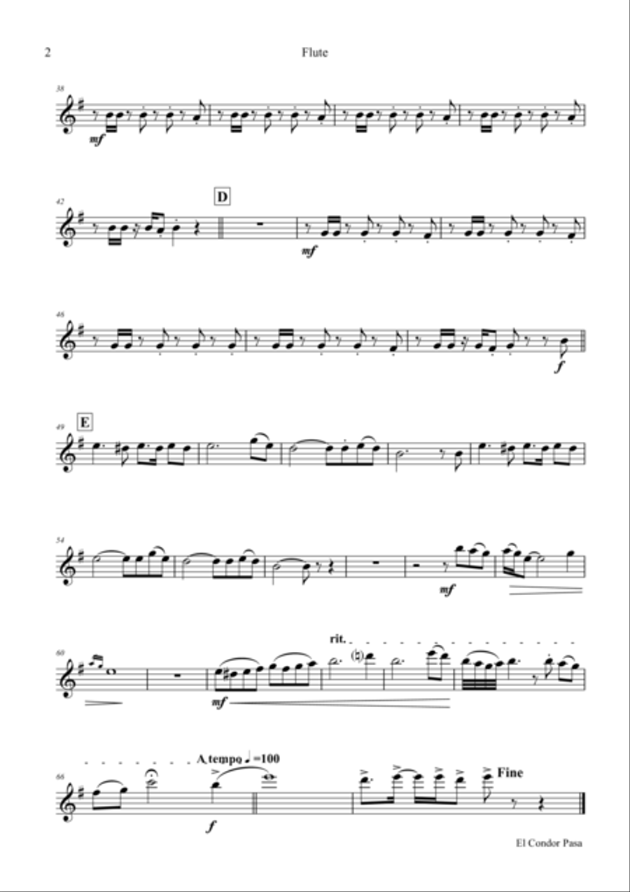 El Condor pasa - Peruvian Folk Song - Wind Quintet Woodwind Quintet scores gallery preview page 6