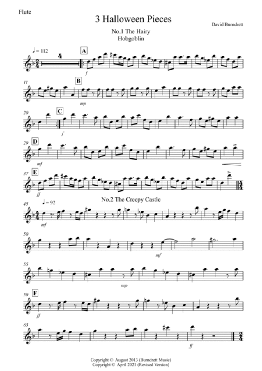 3 Halloween Pieces for Flute And Piano image number null