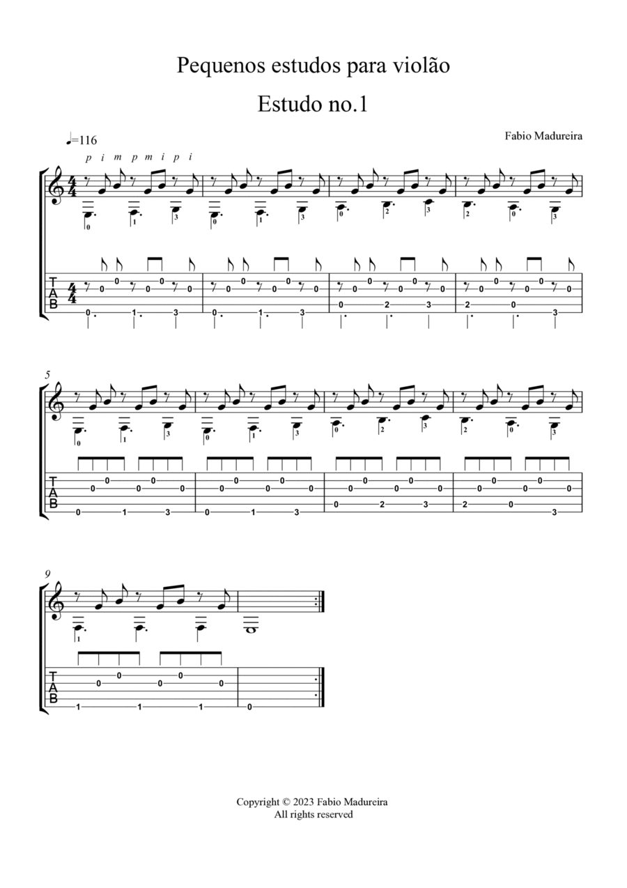 Pequenos estudos para violão Chamber Music scores gallery preview page 1