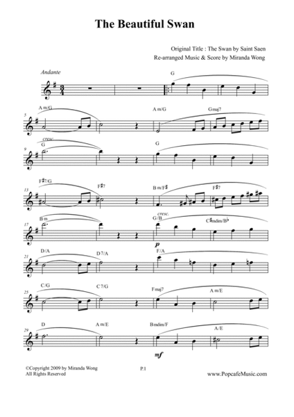 The Beautiful Swan (Le Cygne) - Lead Sheet image number null