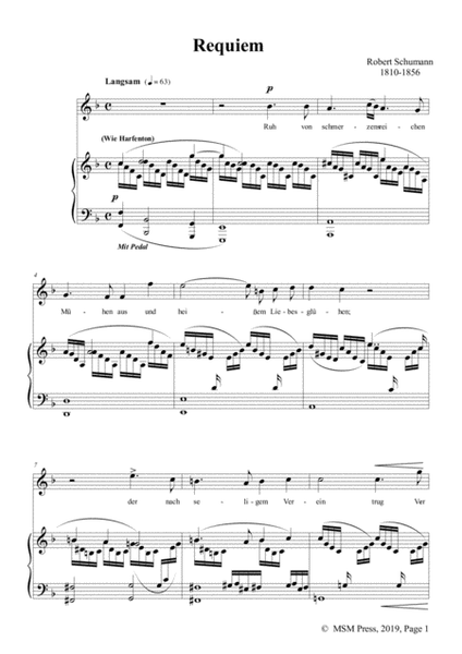 Schumann-Requiem,Op.90 No.7,in F Major,for Voice&Piano