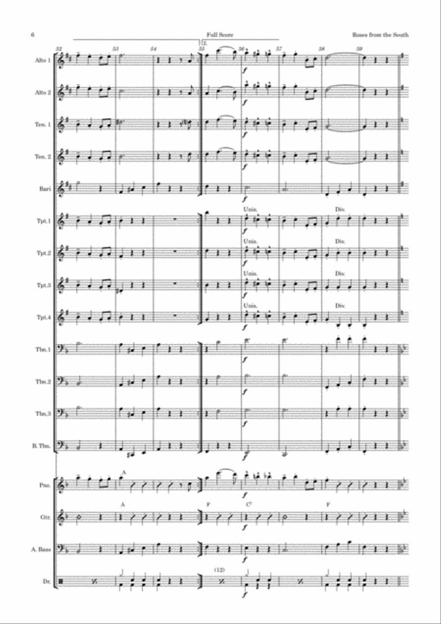 Roses From the South - Strauss Waltz Medley for Big Band Jazz Ensemble scores gallery preview page 6