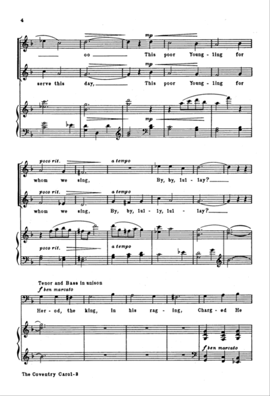The Coventry Carol 4-Part scores gallery preview page 3