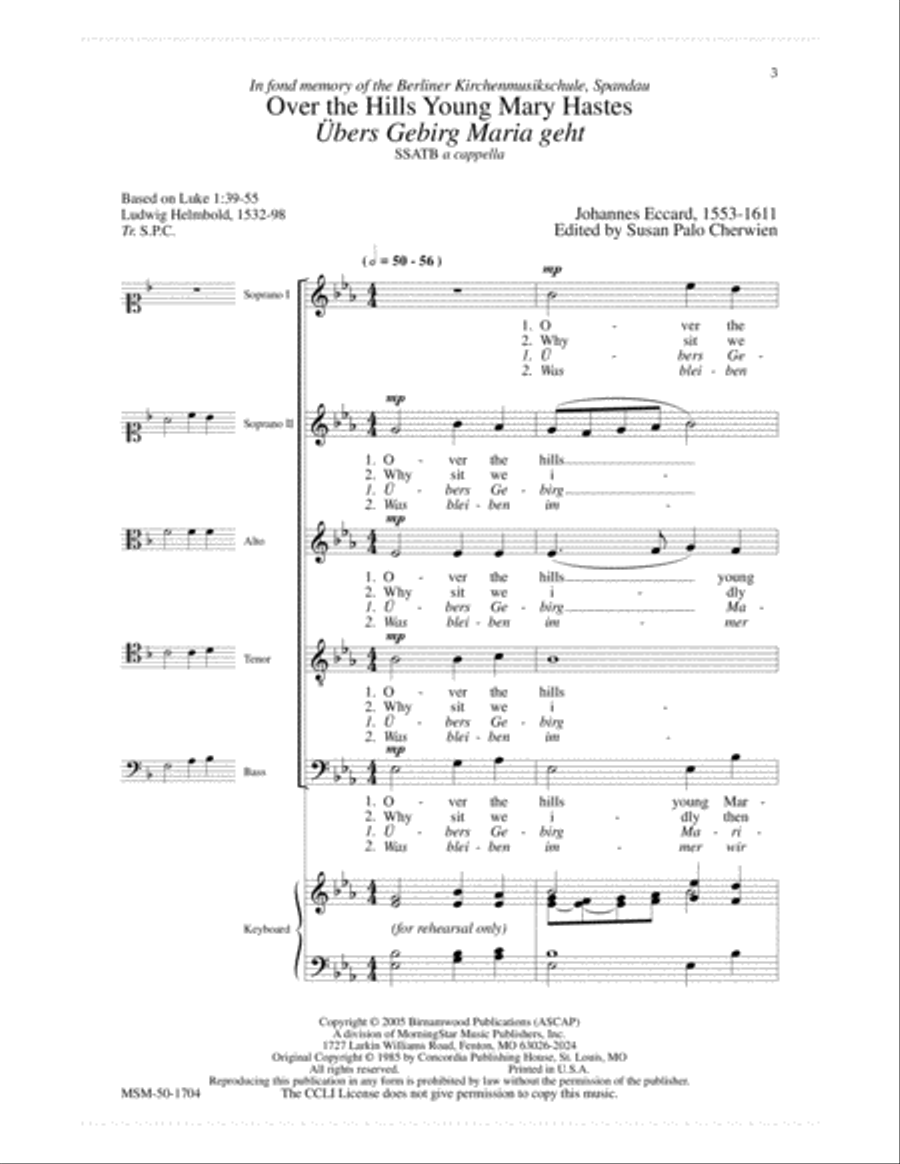 Over the Hills Young Mary Hastes/Übers Gebirg Maria geht SSATB scores gallery preview page 2