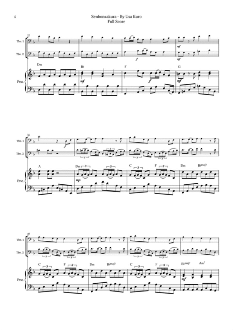 Senbonzakura Trombone Duet scores gallery preview page 4