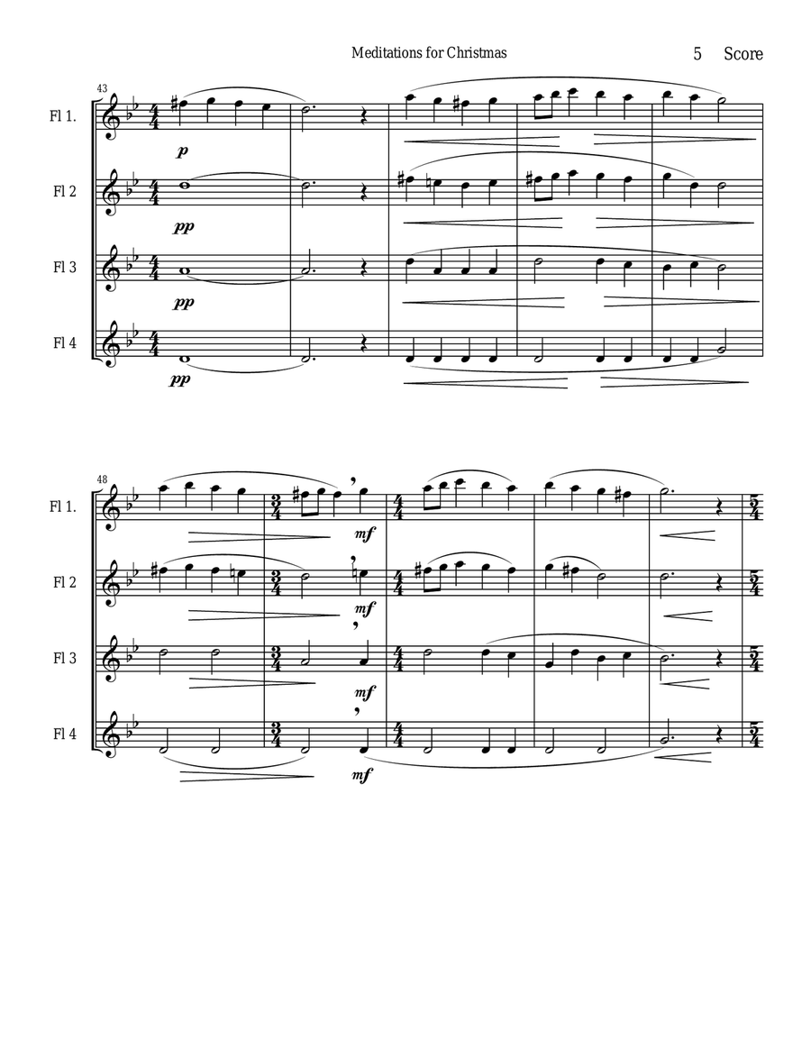 Meditations for Christmas, Russian Chant for Flute Quartet Flute Quartet scores gallery preview page 5