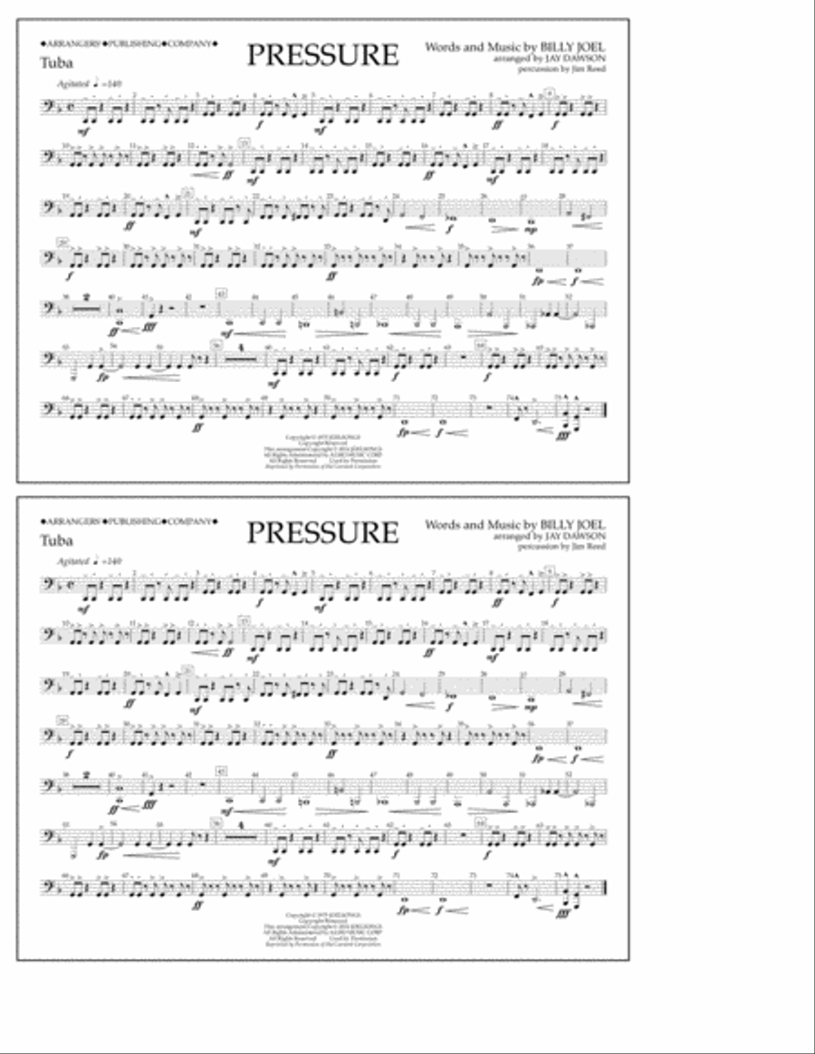 Pressure - Tuba Marching Band scores gallery preview page 1