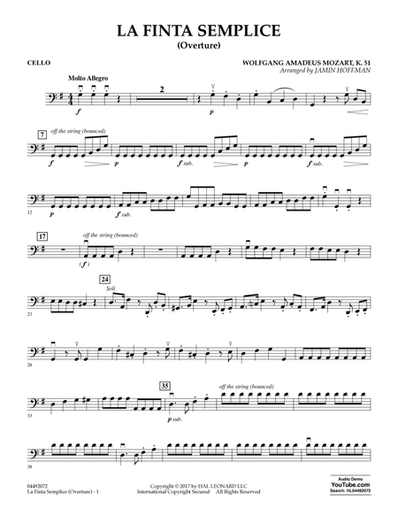 La Finta Semplice (Overture) - Cello