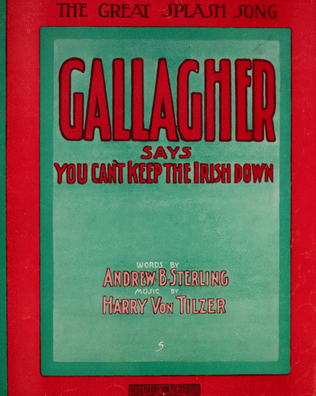 Book cover for The Great Splash Song. Gallagher Says You Can't Keep the Irish Down