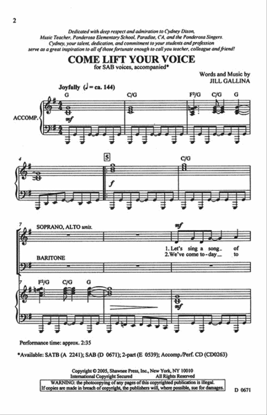Come Lift Your Voice 3-Part scores gallery preview page 2
