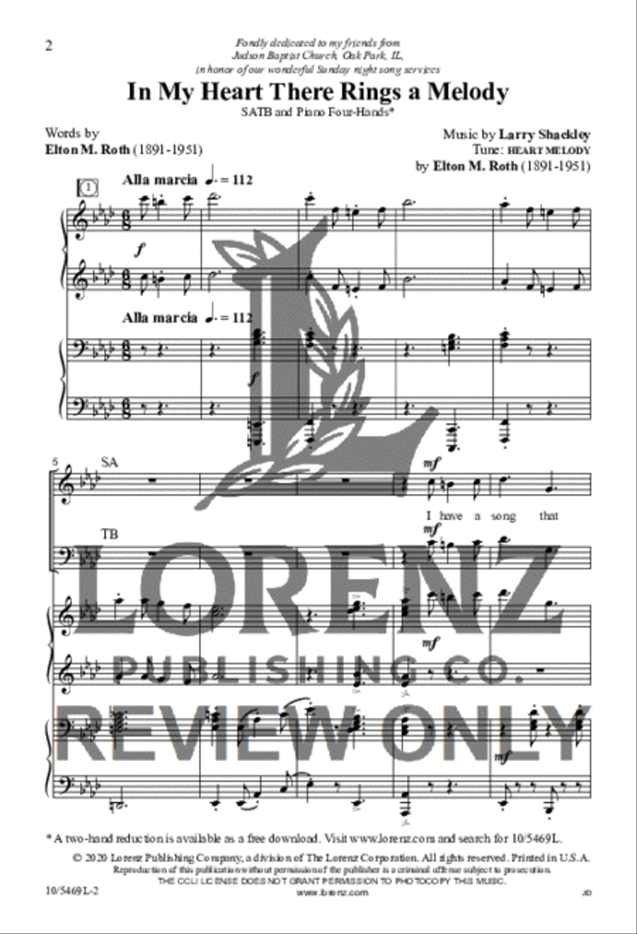 In My Heart There Rings a Melody 4-Part scores gallery preview page 2
