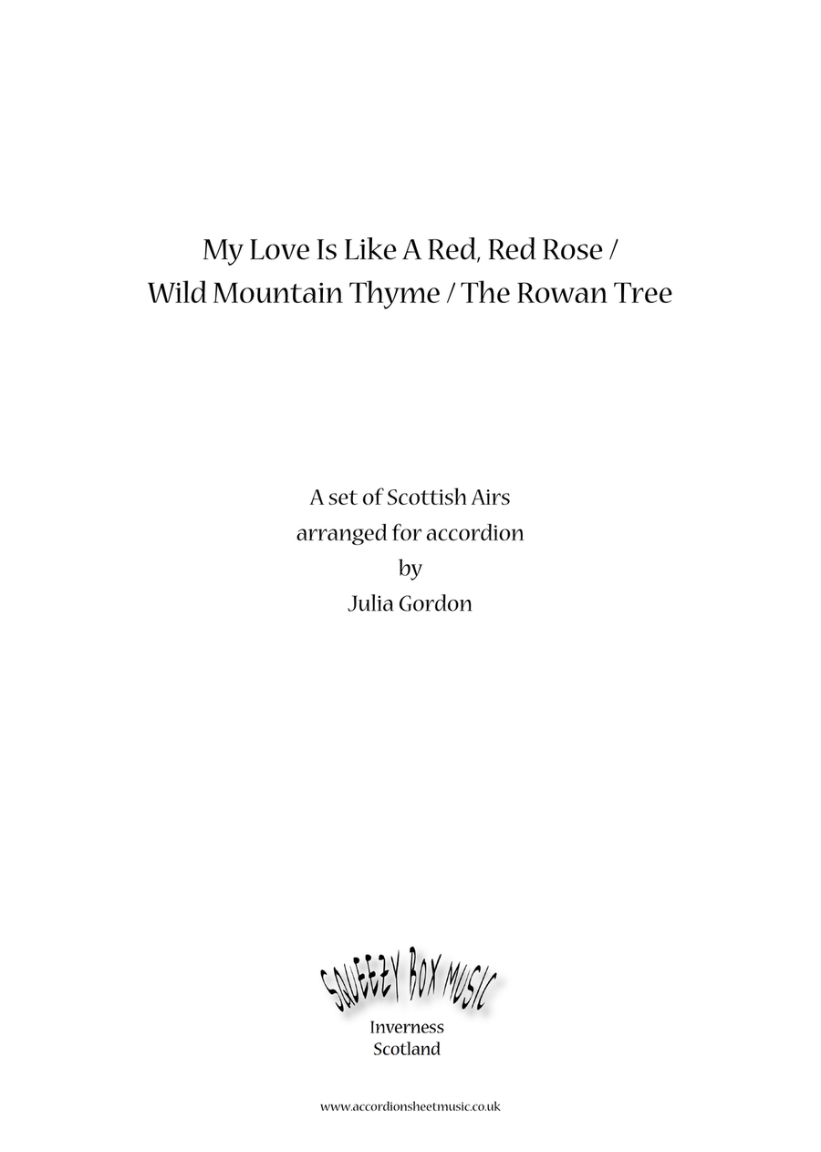My Love Is Like A Red, Red Rose / Wild Mountain Thyme / The Rowan Tree Accordion scores gallery preview page 1