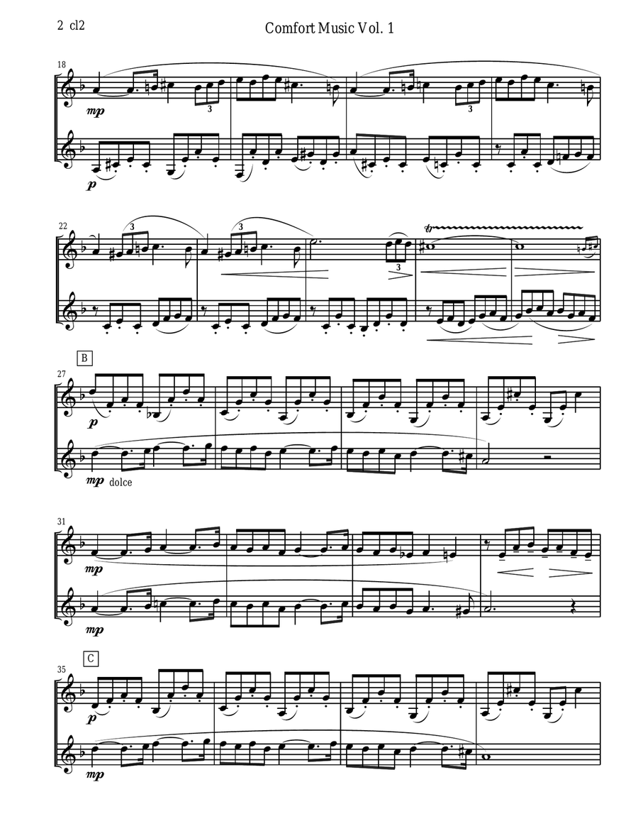 Comfort Music for Clarinet Duet Clarinet Duet scores gallery preview page 2