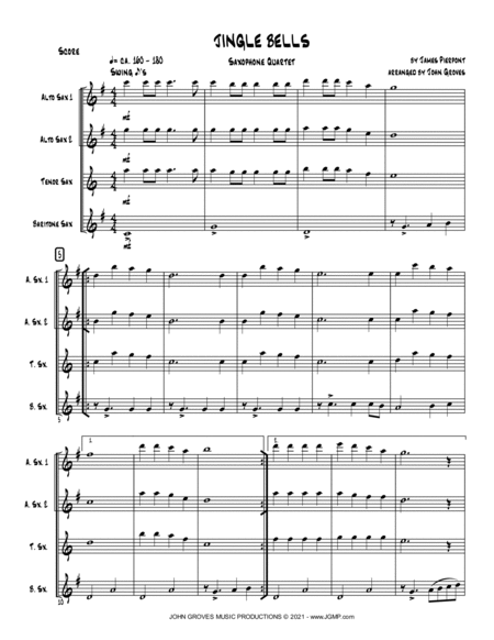 Jingle Bells - Saxophone Quartet image number null