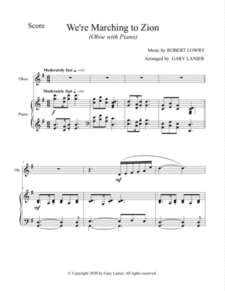 WE'RE MARCHING TO ZION (Duet – Oboe and Piano with Score/Part) image number null
