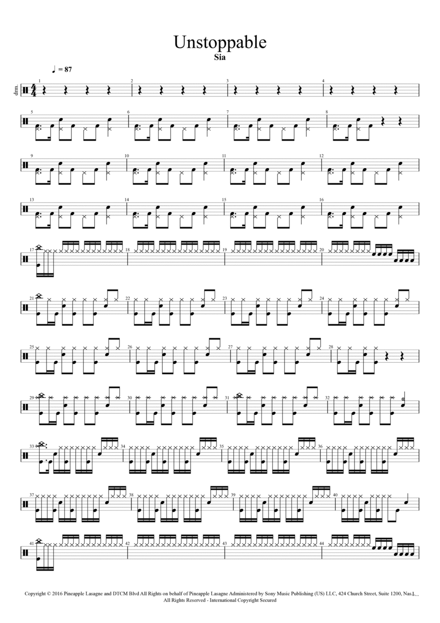 Unstoppable Drum Set scores gallery preview page 1