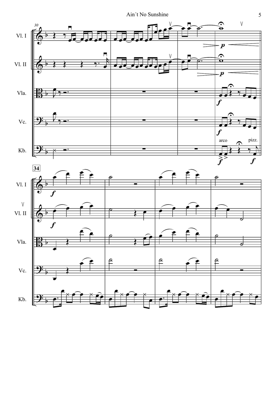Ain't No Sunshine String Orchestra scores gallery preview page 5