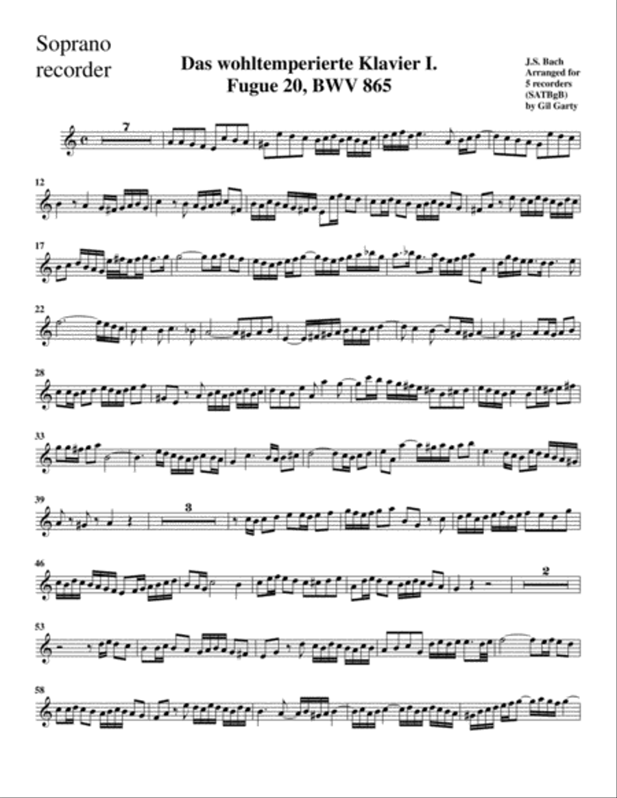 Fugue from Das wohltemperierte Klavier I, BWV 865/II Recorder scores gallery preview page 5