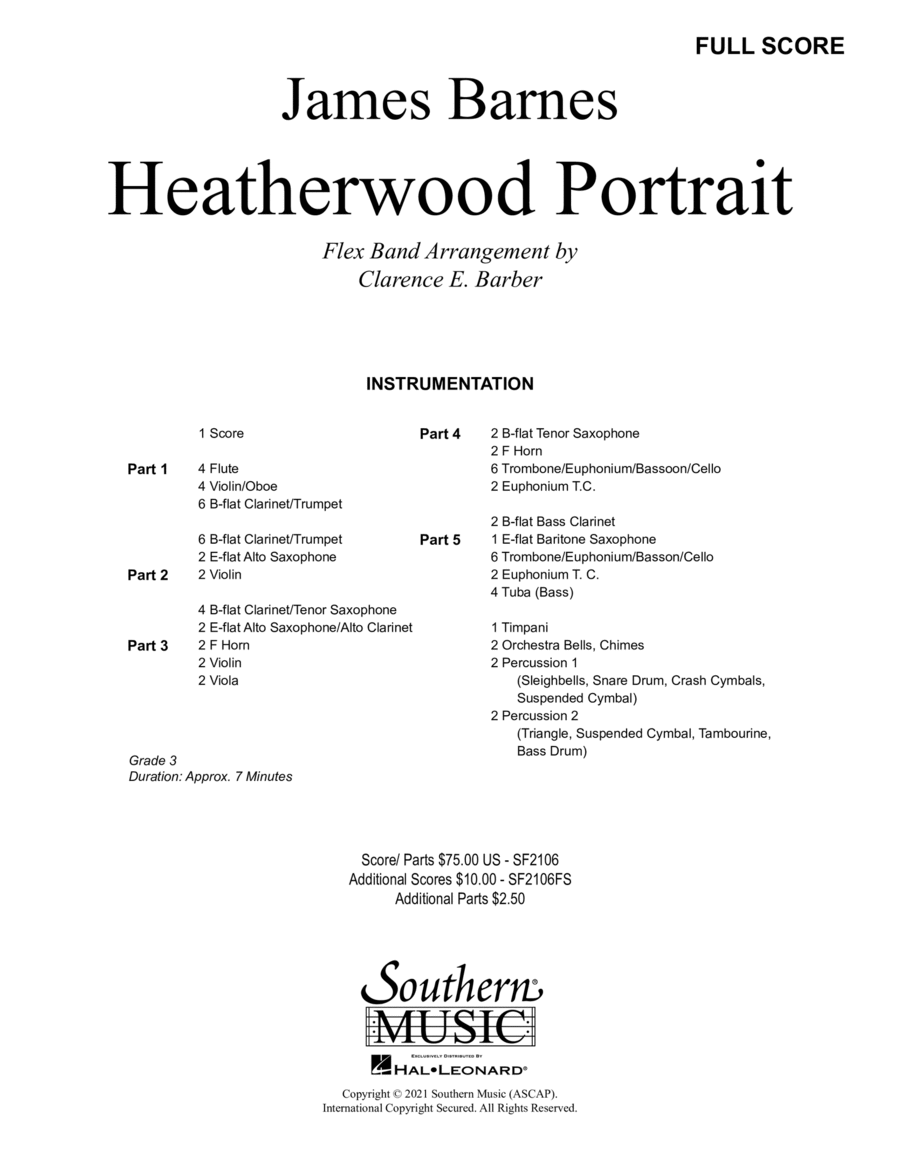 Heatherwood Portrait - Full Score Concert Band scores gallery preview page 1