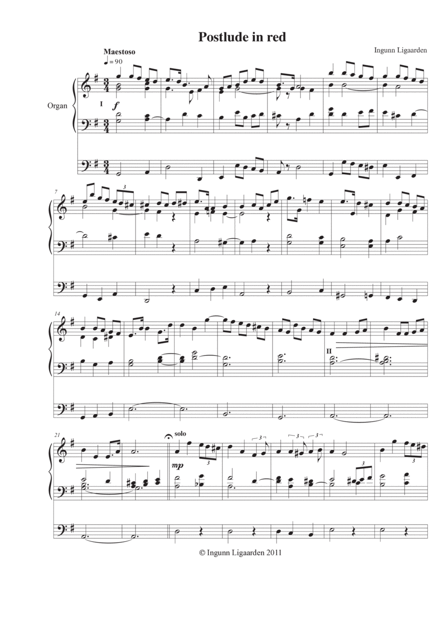 Postlude in Red Postlude in Red Organ Solo scores gallery preview page 1