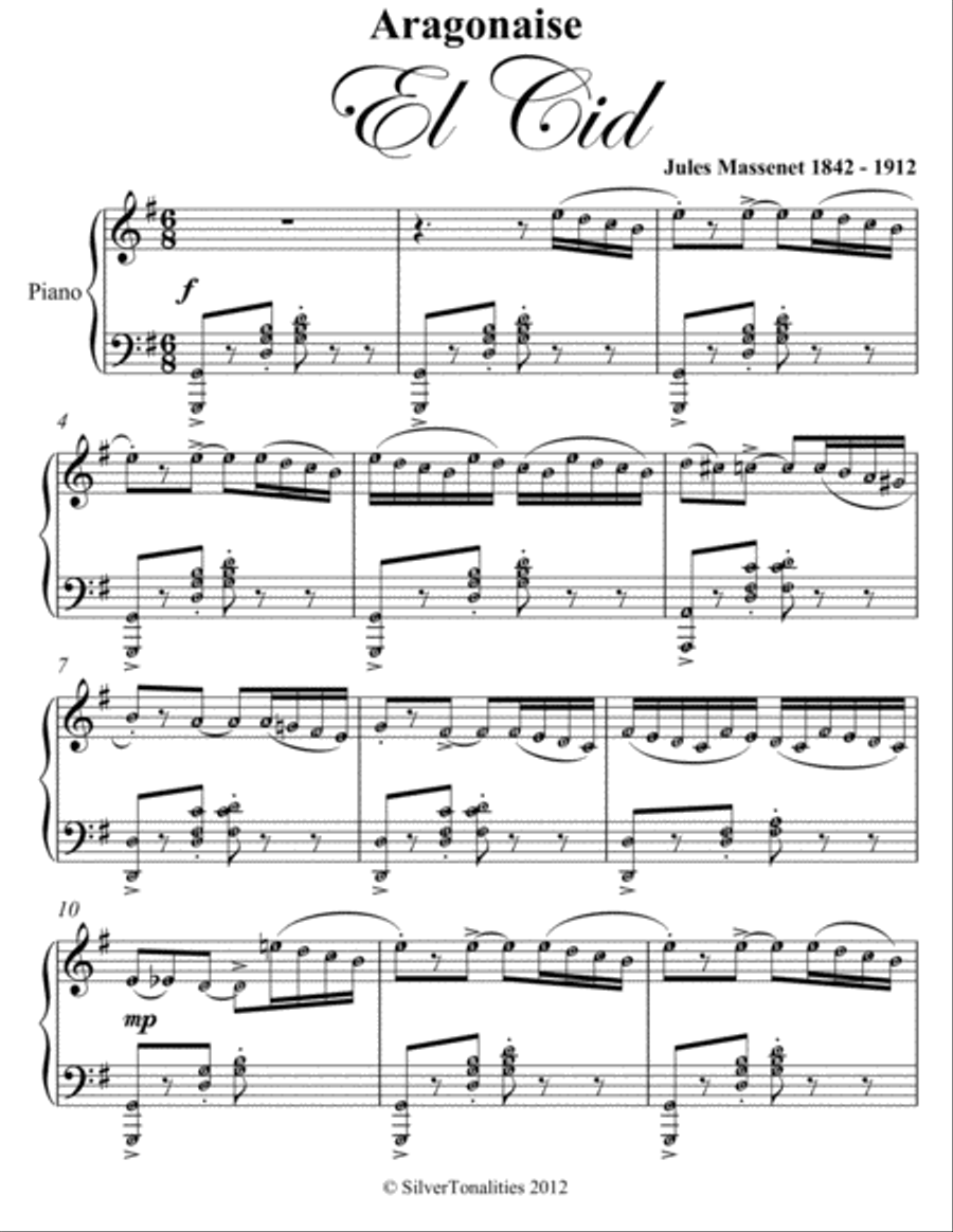 Aragonaise El Cid Easy Intermediate Piano Sheet Music Easy Piano scores gallery preview page 2