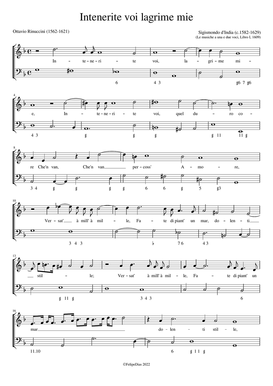 Intenerite voi lagrime mie Voice Solo scores gallery preview page 1