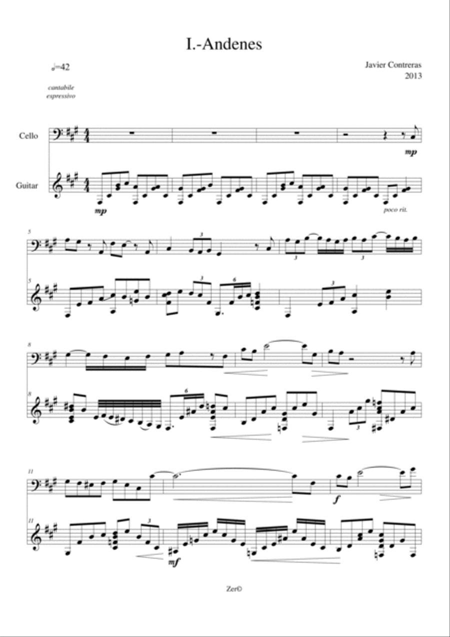 Diptico Latinoamericano Cello and Guitar String Duet scores gallery preview page 6