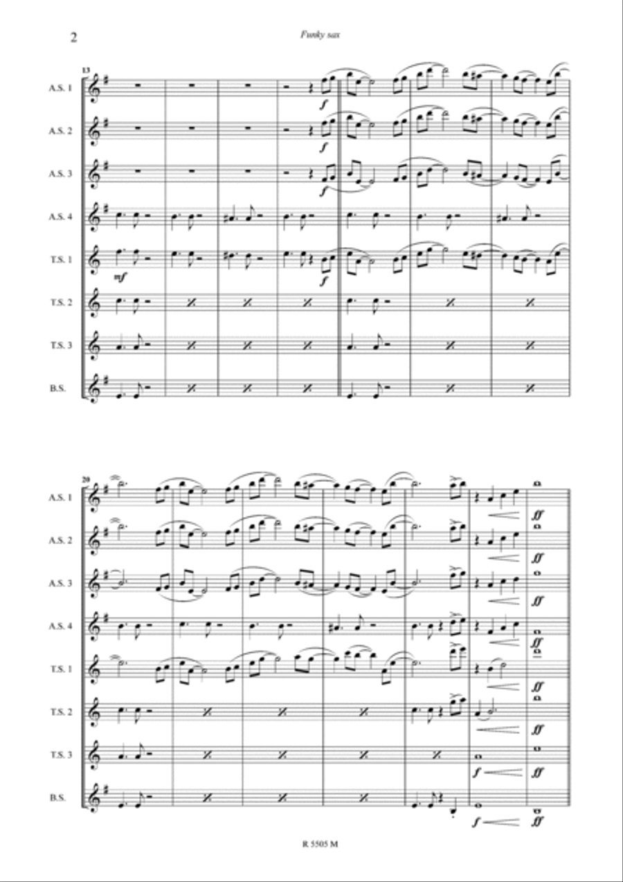 Funky sax pour saxophone Saxophone Ensemble scores gallery preview page 3