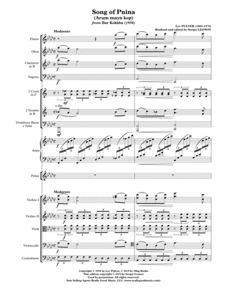 PULVER Lev: Song of Pnina "Arum mayn kop" from "Bar Kokhba" for Soprano and Orchestra (Full score an image number null