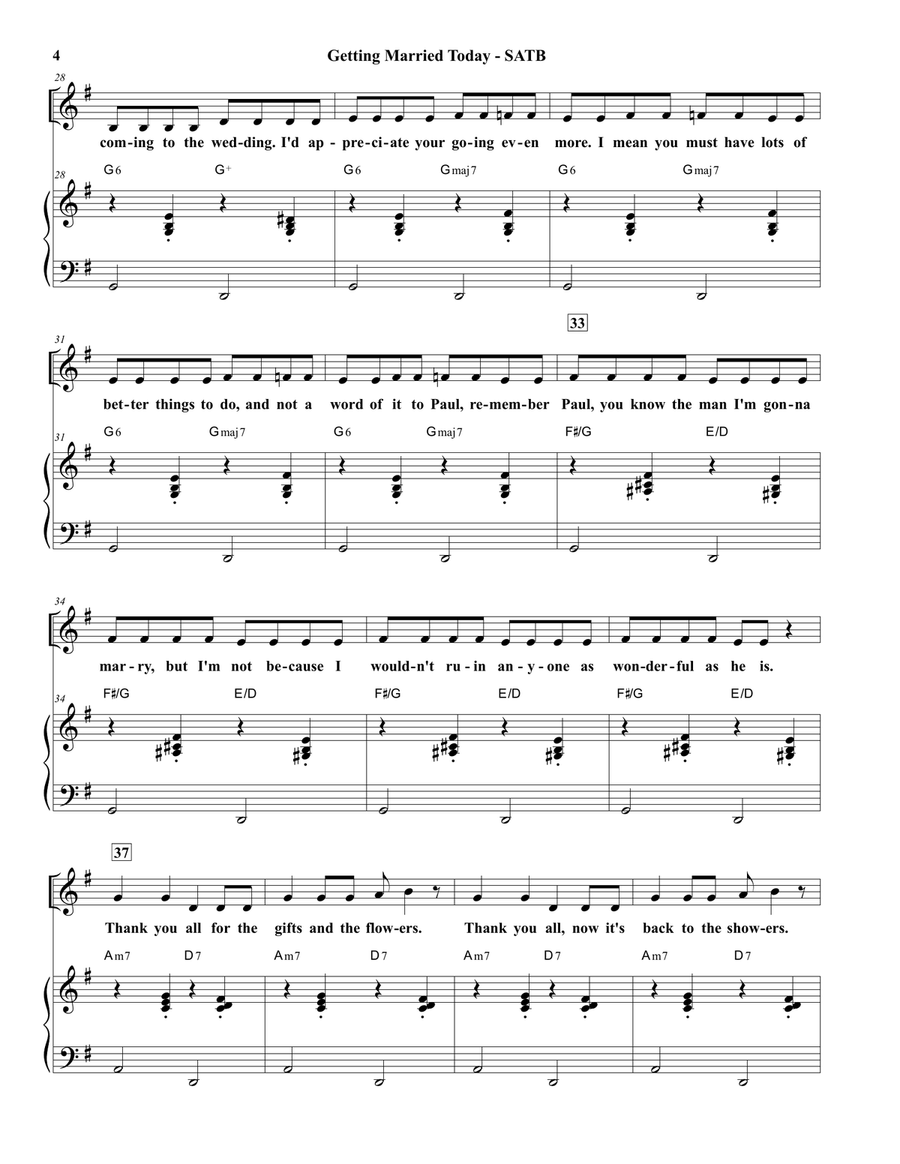 Getting Married Today 4-Part scores gallery preview page 4