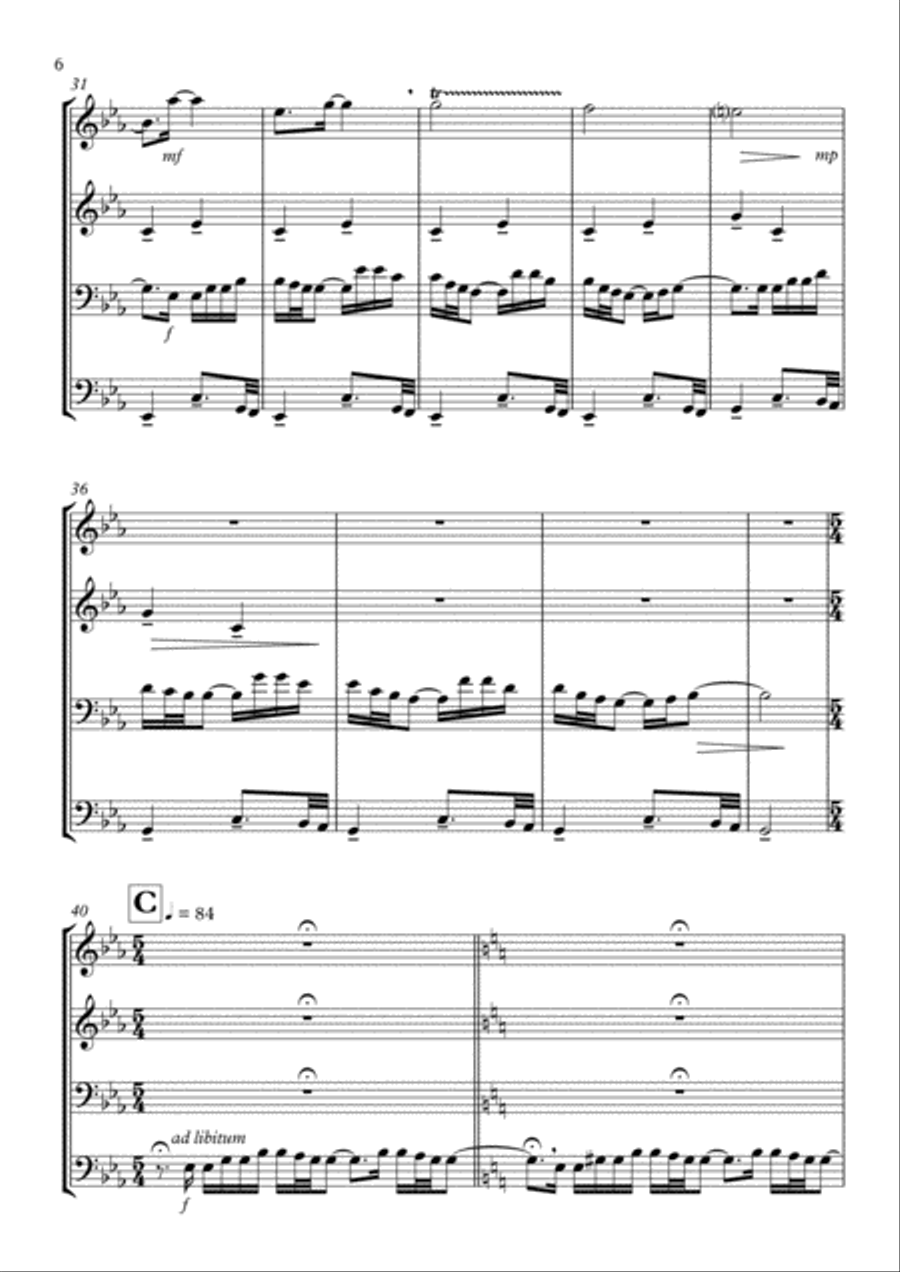 Uma tarde no Instituto Ricardo Brennand, op. 24 - for sax quartet Saxophone Quartet scores gallery preview page 6