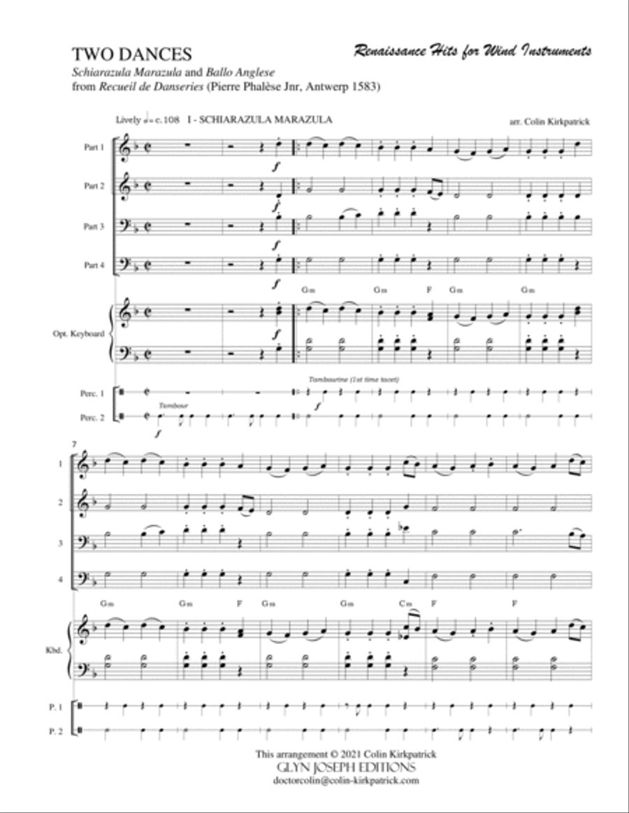 Schiarazula Marazula and Ballo Anglese (Pierre Phalèse Jnr, 1583) for Wind Instruments Small Ensemble scores gallery preview page 4