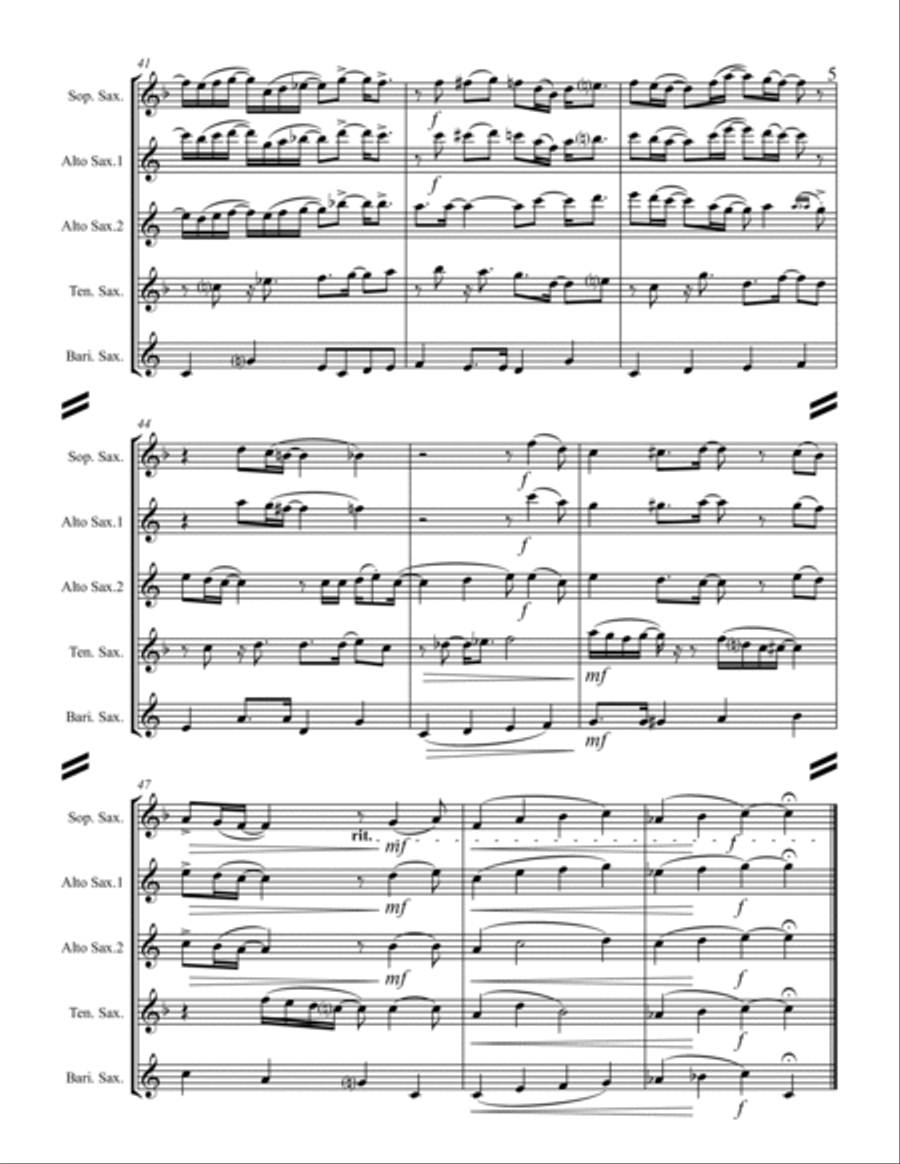 Every Time I Feel the Spirit (for Saxophone Quartet SATB or AATB) Saxophone Quartet scores gallery preview page 6