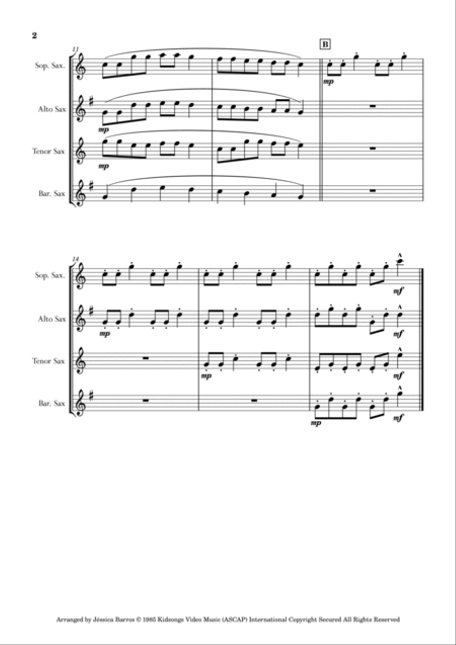 Twinkle, twinkle, little star (Saxophone Quartet) Saxophone Quartet scores gallery preview page 3