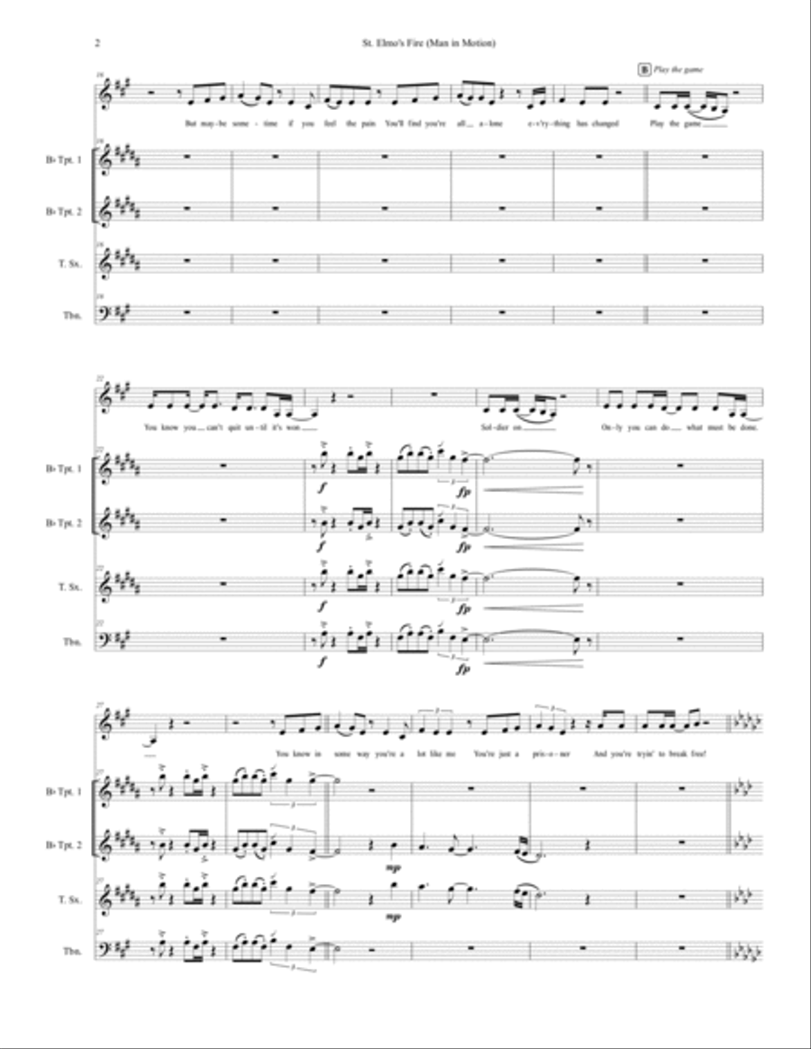 St. Elmo's Fire (man In Motion) Small Ensemble scores gallery preview page 2