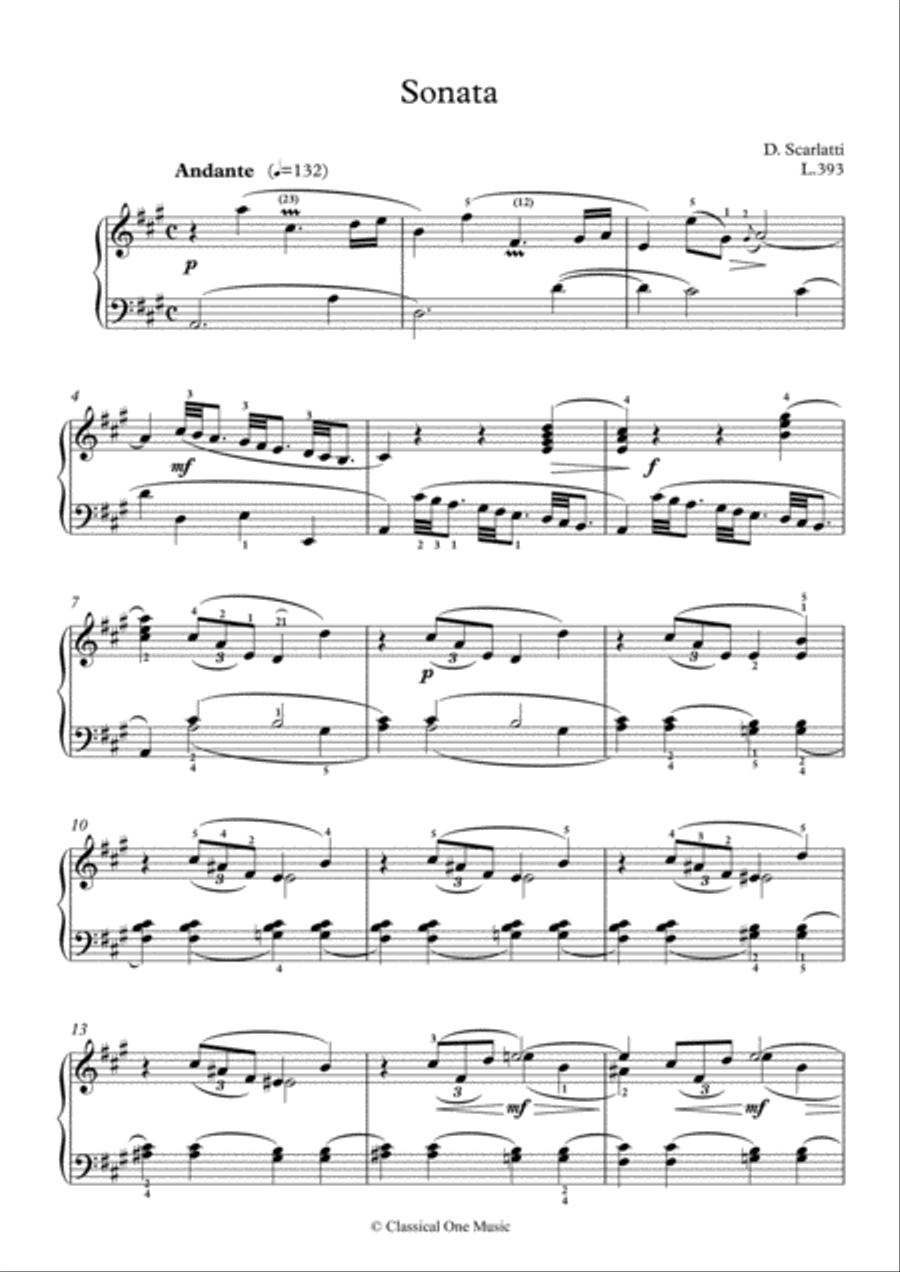 Scarlatti-Sonata in A-Major L.393 K.219(piano) Piano Solo scores gallery preview page 2