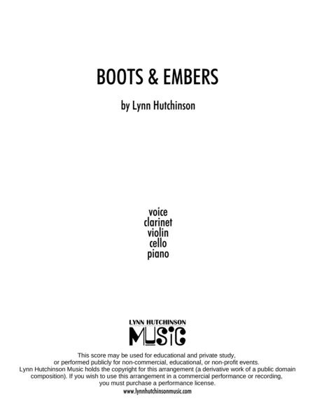Boots and Embers (Voice / Clarinet / Piano Trio) image number null