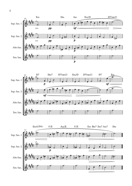 Gymnopédie no 1 | Saxophone Quartet | Original Key | Chords | Easy intermediate image number null