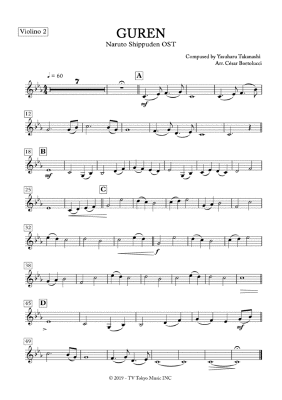 Theme Guren Violin Solo scores gallery preview page 3