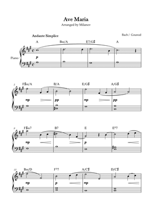 Ave Maria Bach Gounod in A Easy Beginner Piano Chord