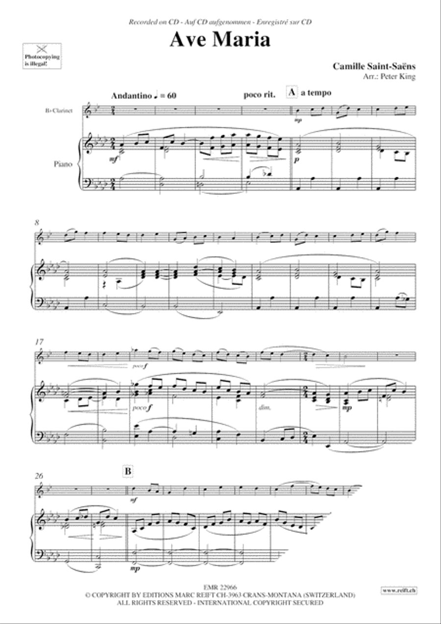Ave Maria Clarinet Solo scores gallery preview page 4